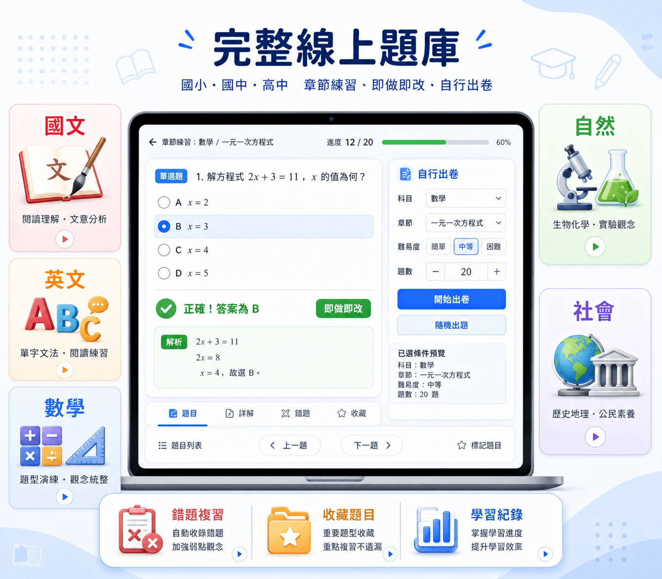平板顯示題庫刷題介面