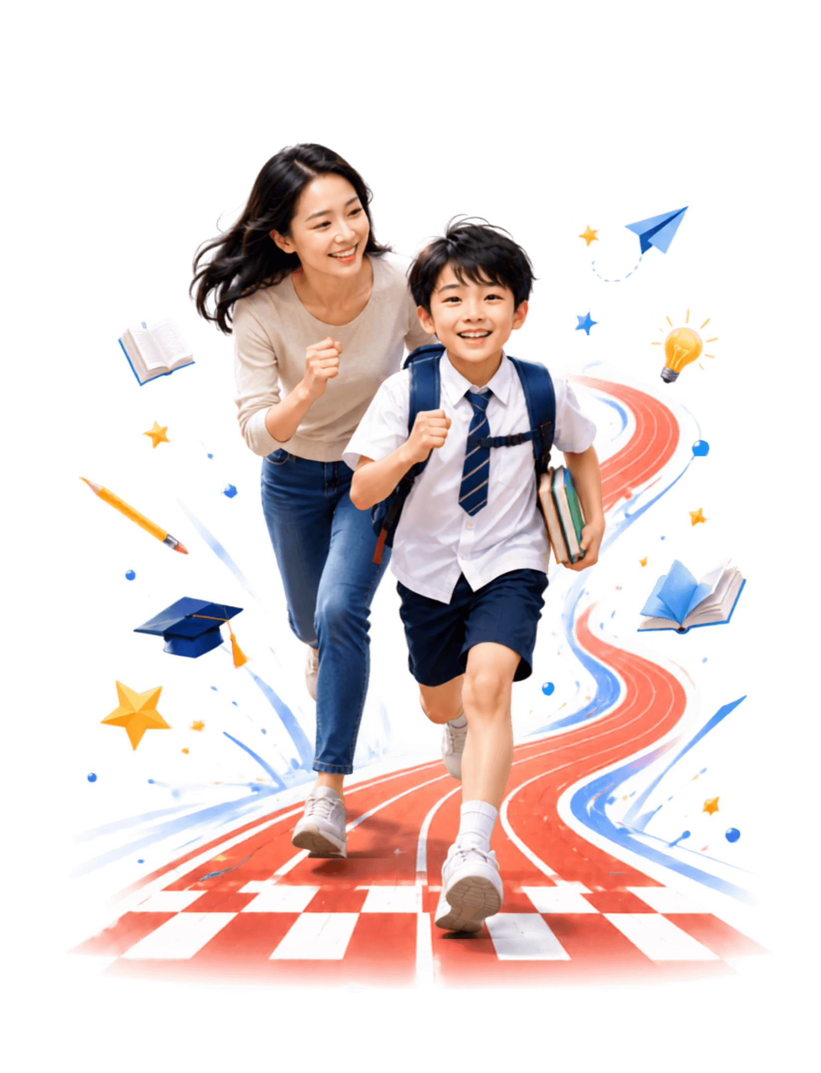 背新書包站在起跑線上的國中生