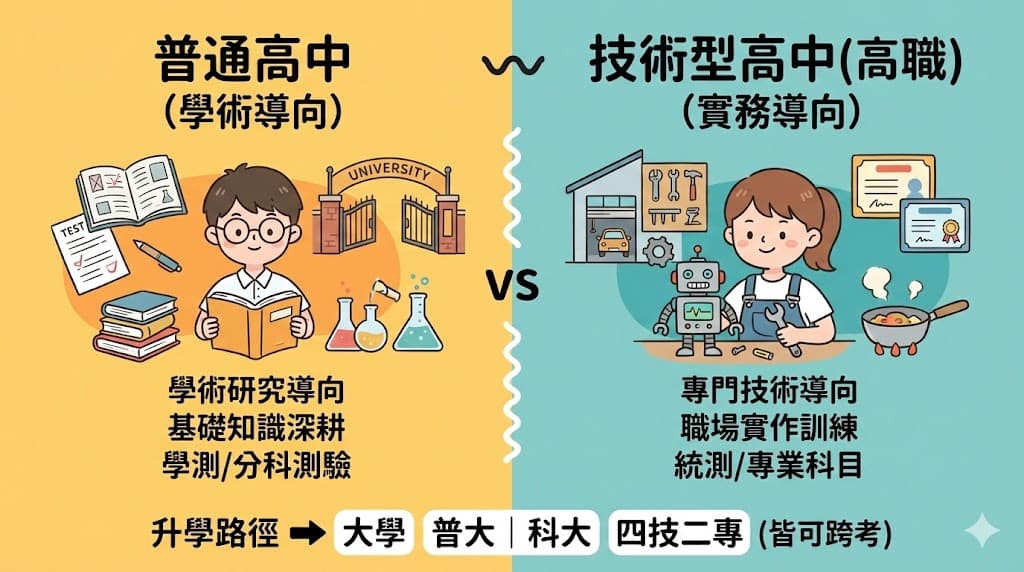 高中 vs 高職 差異比較