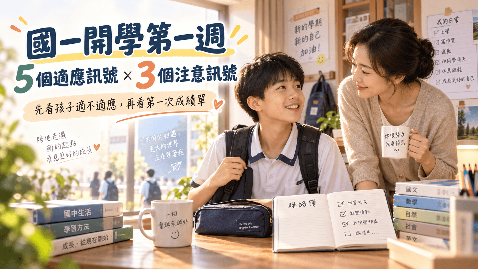 國一新生開學第一週:家長觀察表|5 個訊號代表適應中,3 個訊號要注意