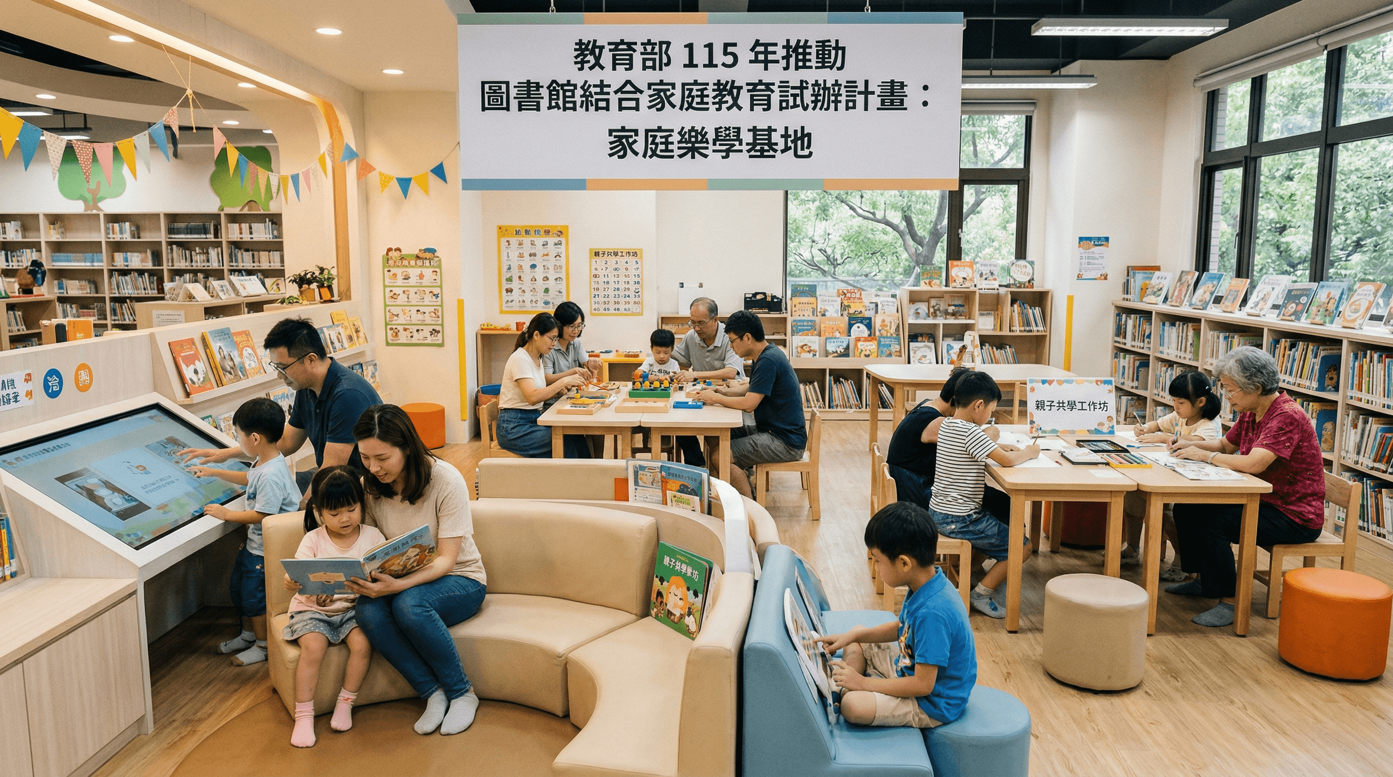教育部115年推動「圖書館結合家庭教育試辦計畫」:6大館設置家庭樂學基地