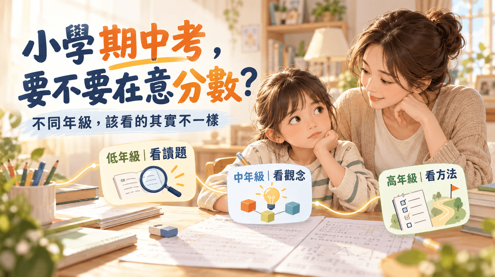 【國小期中考】小學期中考要不要在意分數?低、中、高年級家長各自該看的三件事