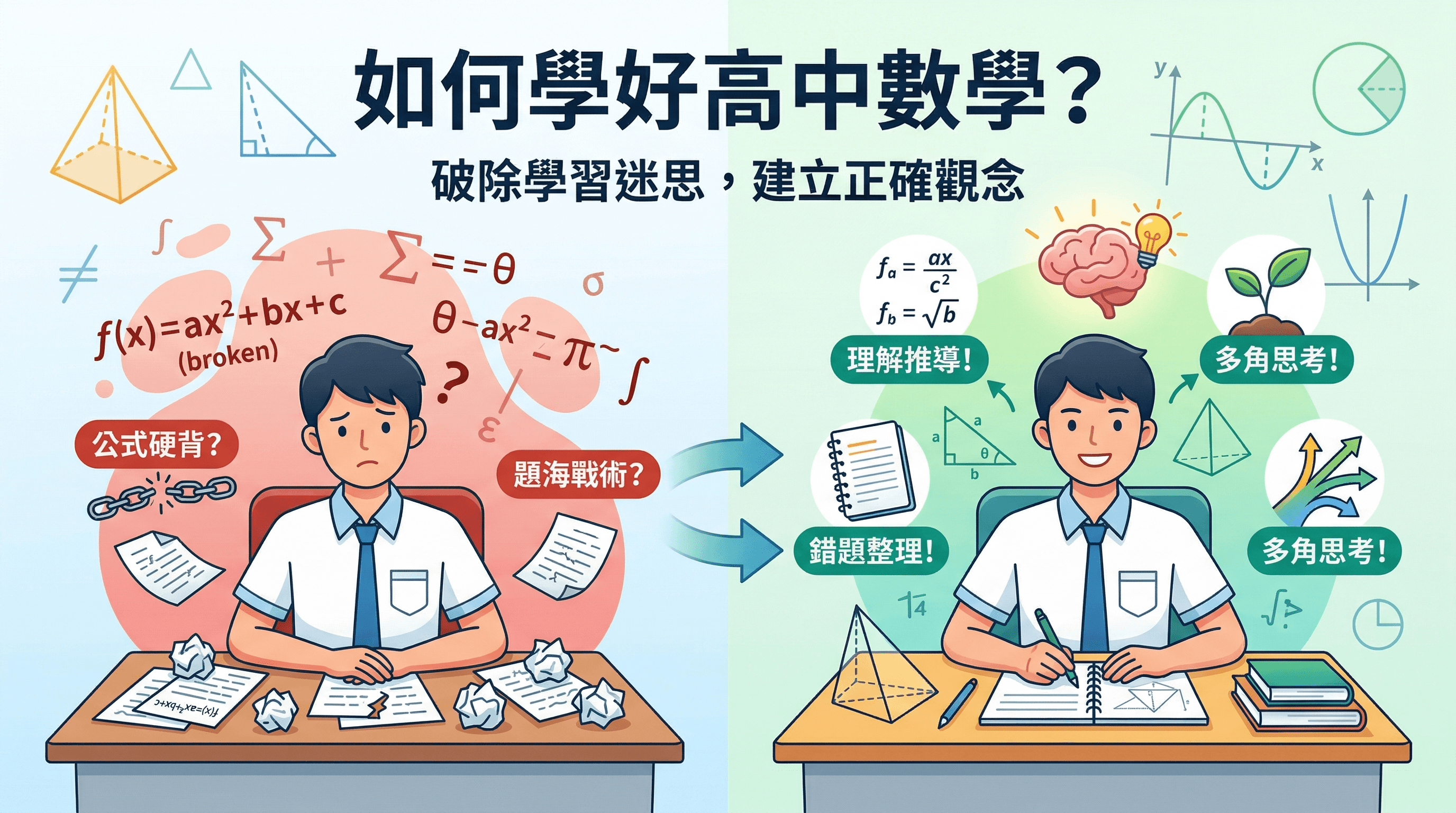 如何學好高中數學?破除5大常見學習迷思,讓數學苦手也能建立正確觀念