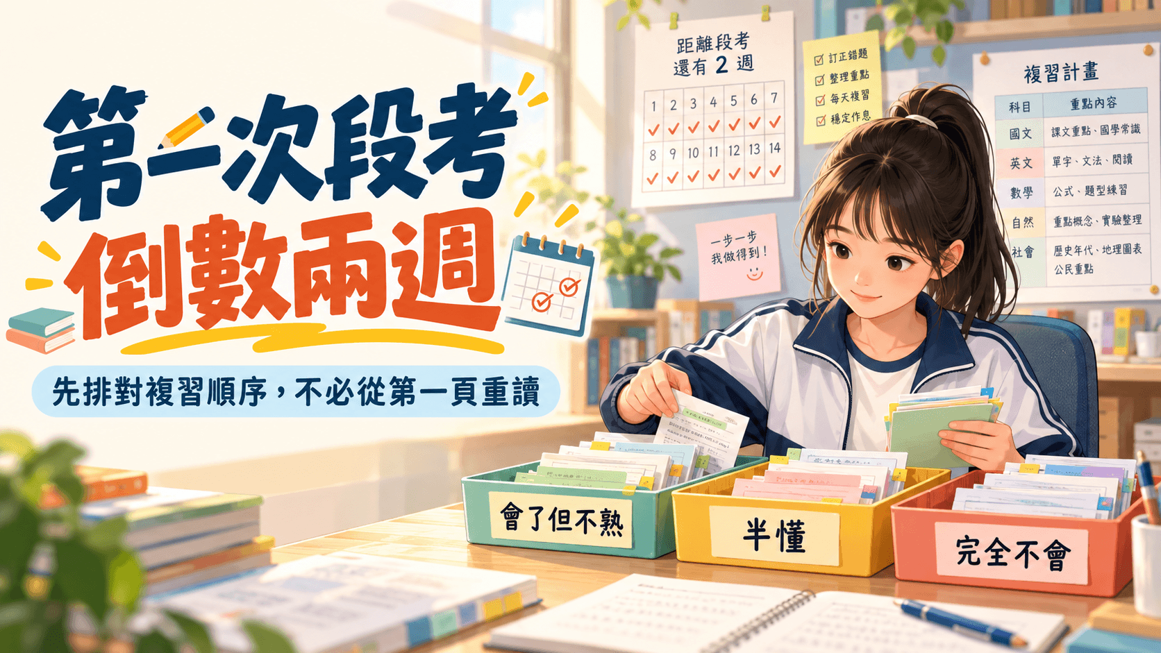 【國一新生】第一次段考倒數兩週:國中生來得及的複習順序,不是從課本第一頁開始讀