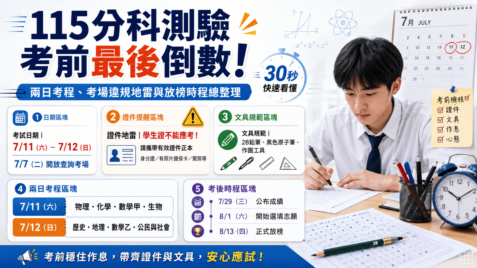 115學年度分科測驗進入最後倒數