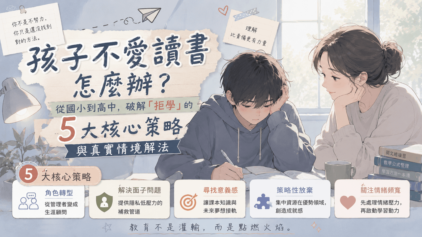 孩子不愛讀書怎麼辦?從國小到高中,破解「拒學」的 5 大核心策略與真實情境解法