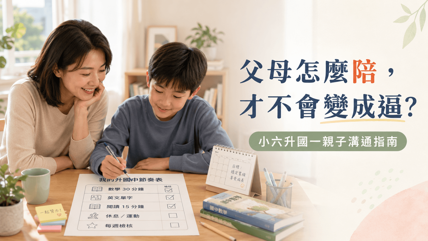 孩子要上國中了,父母怎麼「陪」才不會變成「逼」?小六升國一親子溝通指南