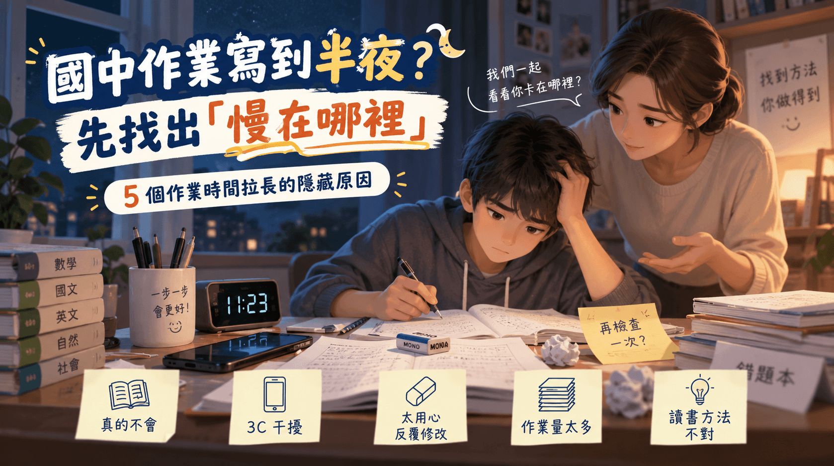 國中作業寫到半夜?先別急著怪孩子拖,5 個「作業時間拉長」的隱藏原因
